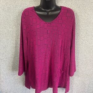 Habitat Tunic Top Size L Artsy Lagenlook 3/4 Sleeves Stretch Oversized Pockets